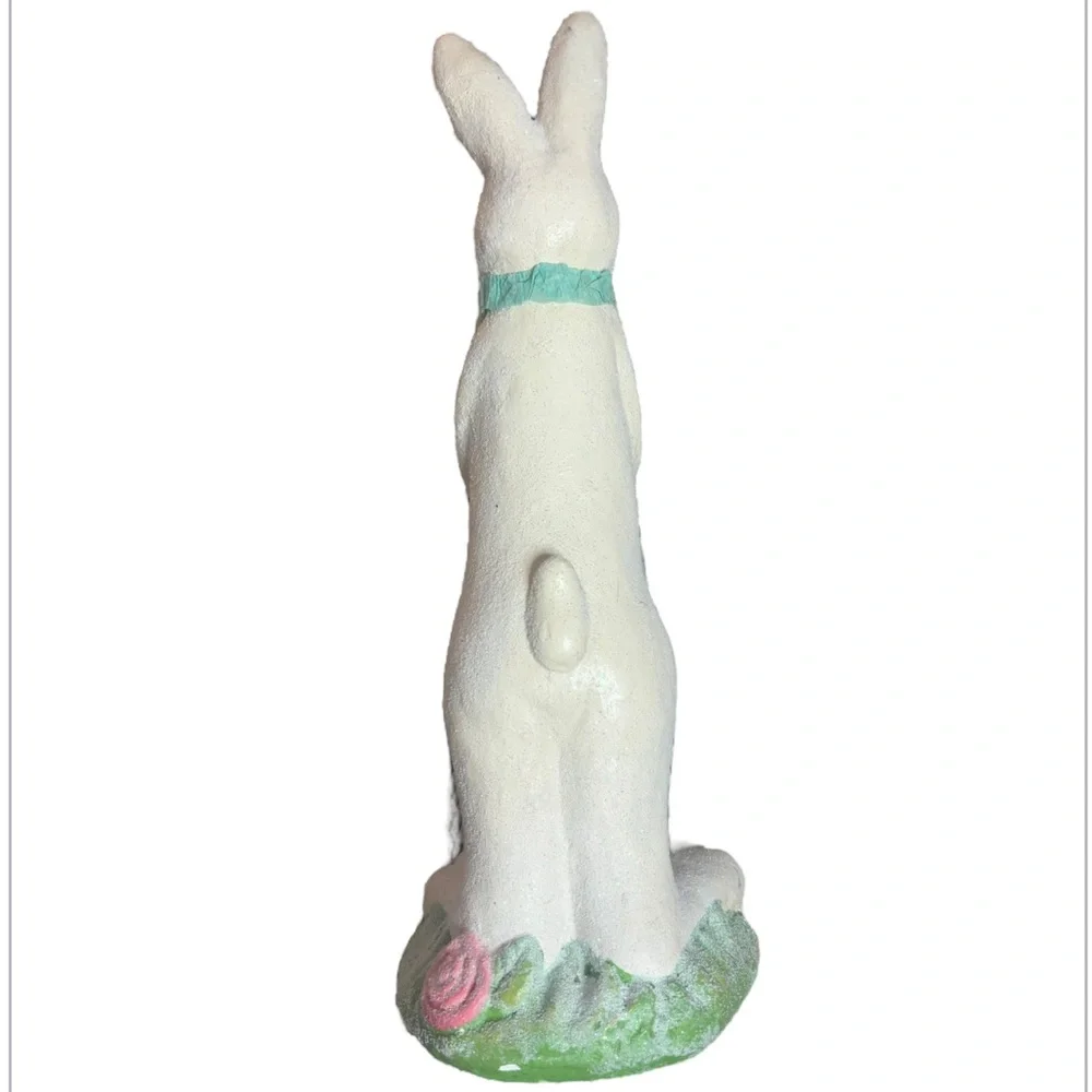 Vintage Rabbit Spring Easter Egg Basket Figurine Pier 1 White Pink Gray Blue